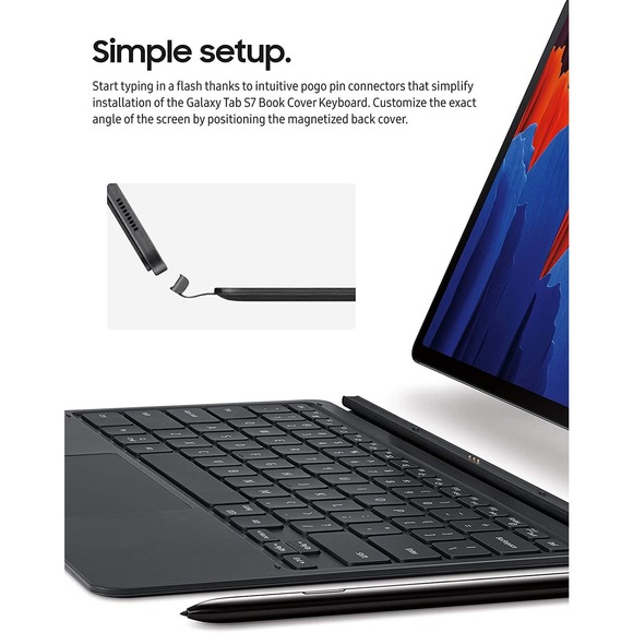 Samsung Galaxy Tab S7 and S7 5G Book Cover Keyboard, EF-DT870UBEGUJ, Book Cover - Picture 3 of 4